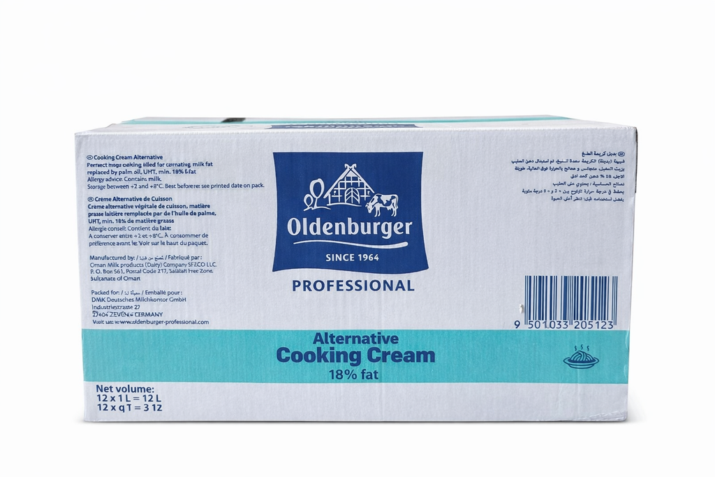 Oldenburger Professional Alternative Cooking Cream 18% Fat – 12 x 1L Carton