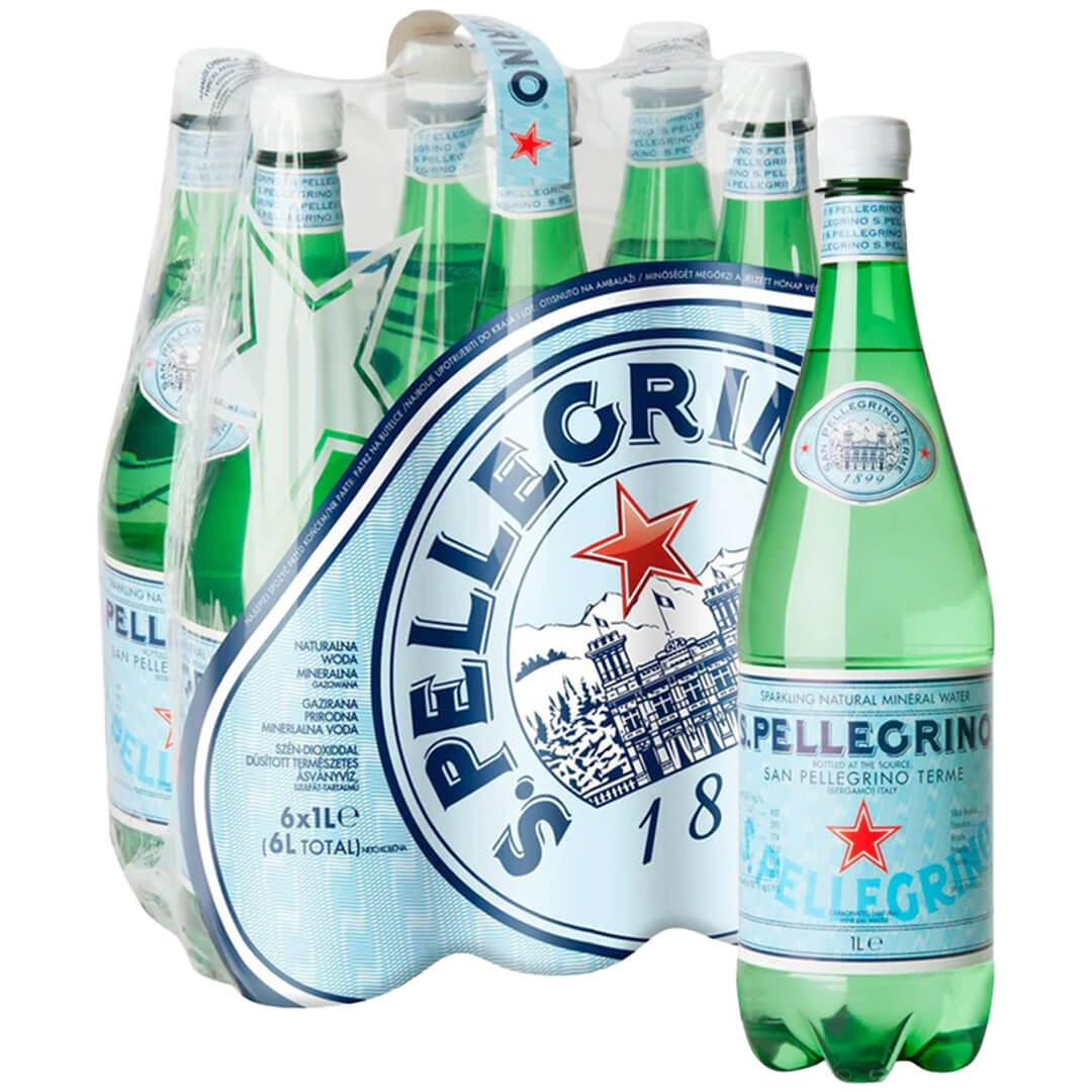 San Pellegrino Natural Sparkling Mineral Water 1L (Pack of 6)