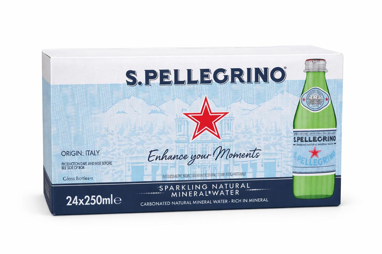 San Pellegrino Sparkling Natural Carbonated Mineral Water glass bottle 250ml Pack of 24pcs