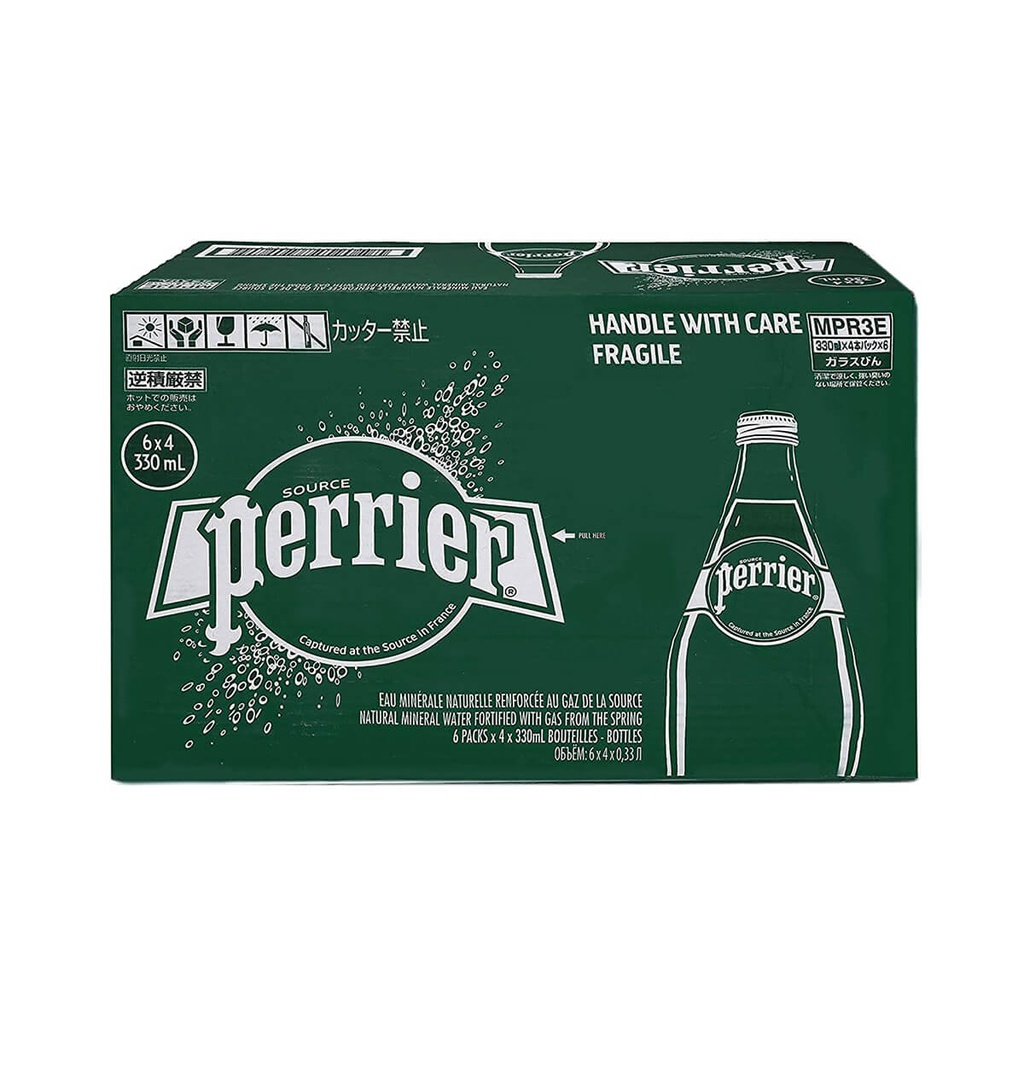 Perrier Sparkling Water Glass Bottle 24x330ml carton