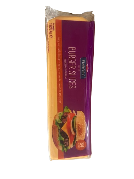 Emborg Burger Slices colored Cheddar Cheese 84 slices 8 x 1033g