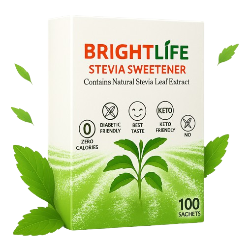 Brightlife stevia sweetener no Aspartame zero calories contains natural Stevia leaf extract 1g x100 Sachets