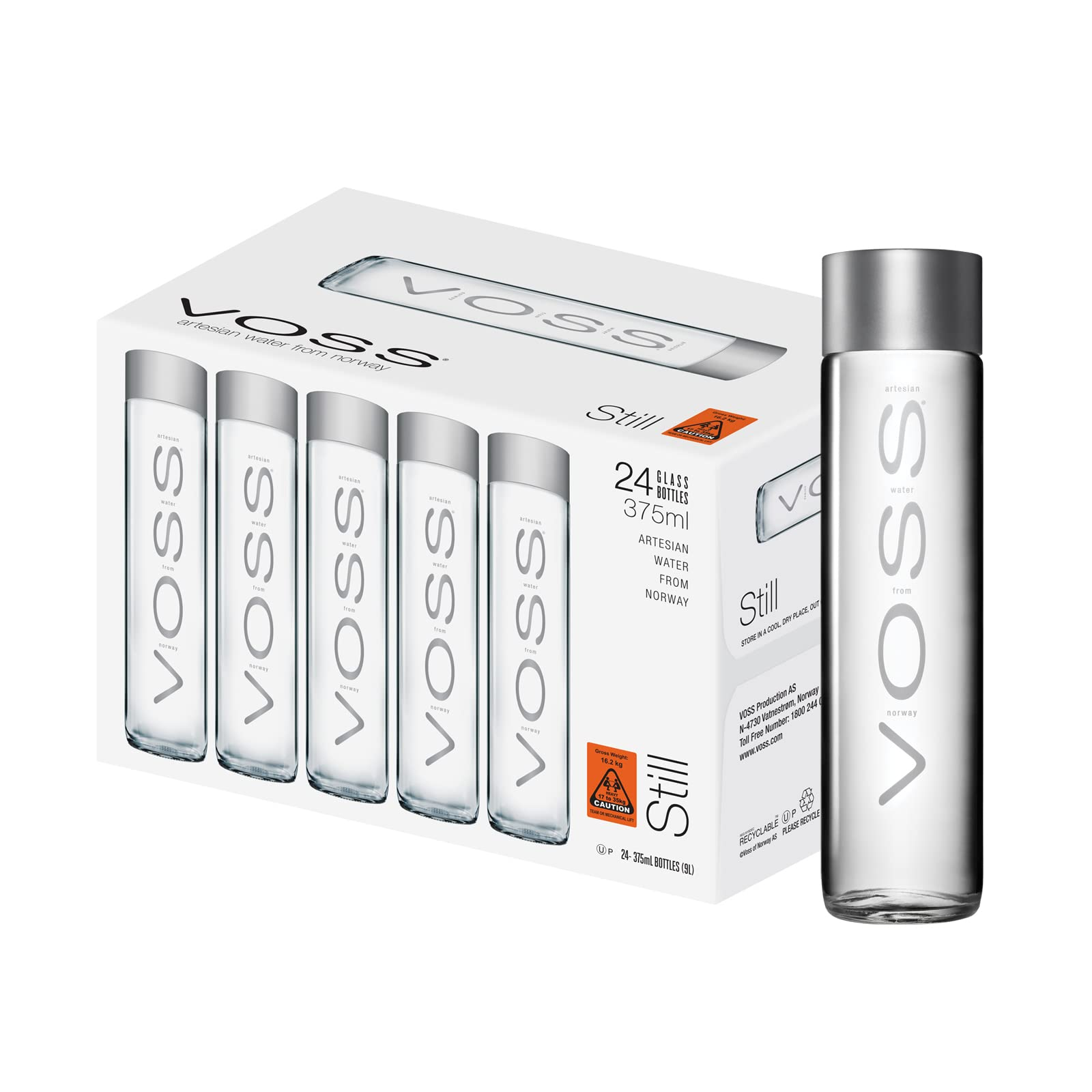 Voss Still Natural Mineral Water Glass 375ml x 24pcs carton